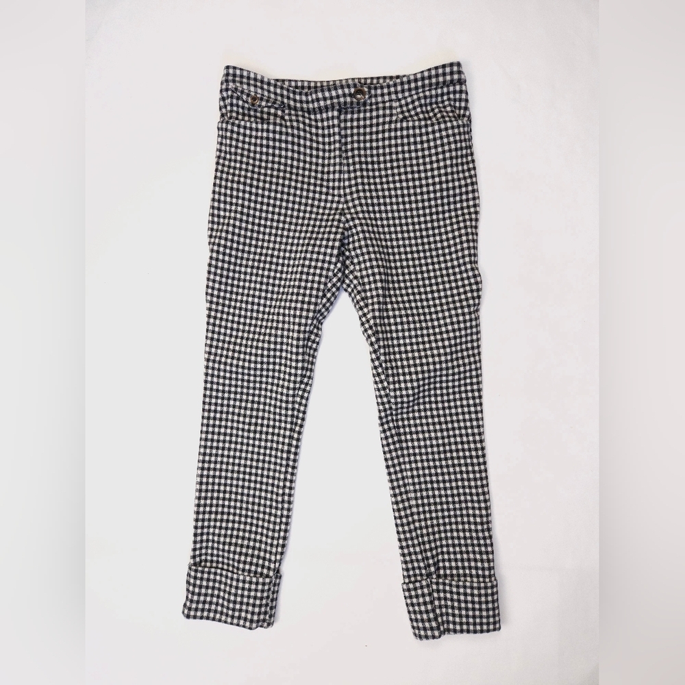 Anthropologie The Essential Crop Flare Black & White Gingham Check Pants Size 4